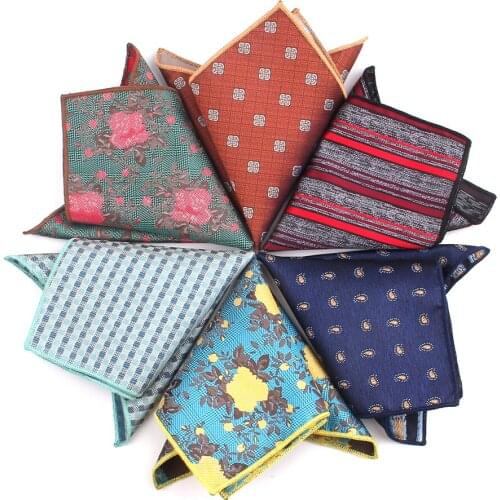 Jacquard Floral Pocket Square For Men Women Flower Chest Towel Hanky Gentlemen Hankies Mens Striped Handkerchief Pocket Towel
