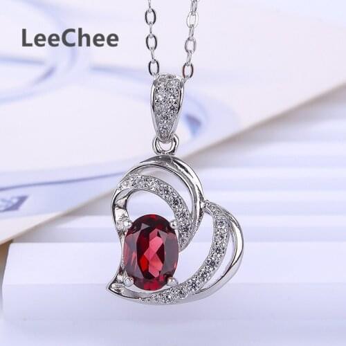 New fashion natural garnet pendant for women 5*7mm wine red gemstone necklace for birthday gift real 925solid sterling silver