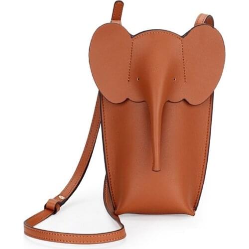 Woman Crossbody Bag Leather Elephant Mobile Phone Bag Womens Summer Fashion Mini Bag 2021 New Cowhide Versatile Messenger Bag
