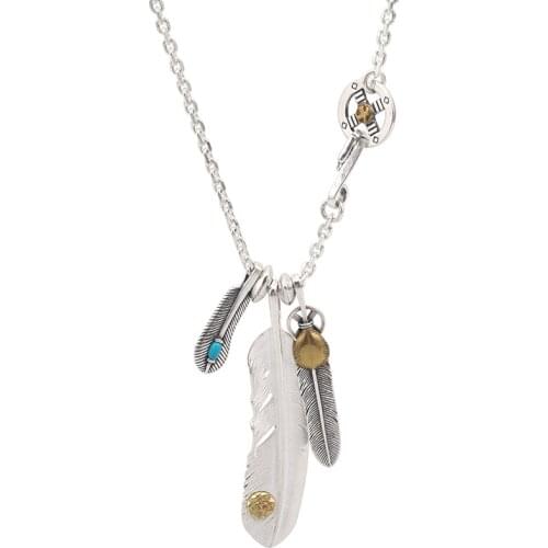 925 Sterling silver color Inlaid turquoise Feather Flying Eagle Suit Necklace Pendant Women Men Pendant Necklace Fine Jewelry