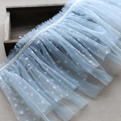 1M Embroidery 3D Flower Lace Fabric Bridal Dress Star Laces 25cm Ribbon Sewing Trim Organza Lace Wedding Fabric Decoration PL29