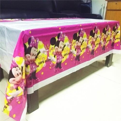 108cm*180cm Minnie Mouse Party Supplies Tablecloth Decorations Table Cloth minnie supplies Girls Birthday Party Decorations 3
