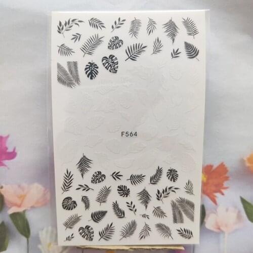 3D Nail Sticker Interesting Design Nail Foil Glue Sticker Black White Tree Leaf Grass Stickers for Manicure Nail Art Decoration