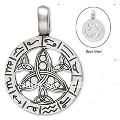 5 pcs a lot cheap silver plated circle symbol necklace pendant religious jewelry