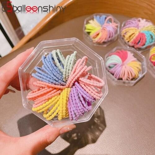 BalleenShiny 50/60/80PCS Hair Ring Baby Girls Princess Hair Accessories Candy-colored Hair Rope Child Elastic Hair Bands Gift