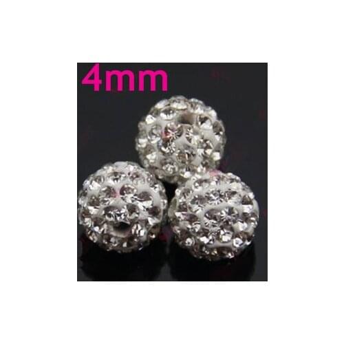 Refr21 4mm 100Pcs/Lot white New Micro Pave Disco Ball Crystal crystal bead for necklace bracelet