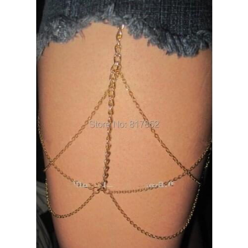 FREE SHIPPING STYLE L10 Gold colour LEG CHAIN BODY JEWELRY 2 COLORS