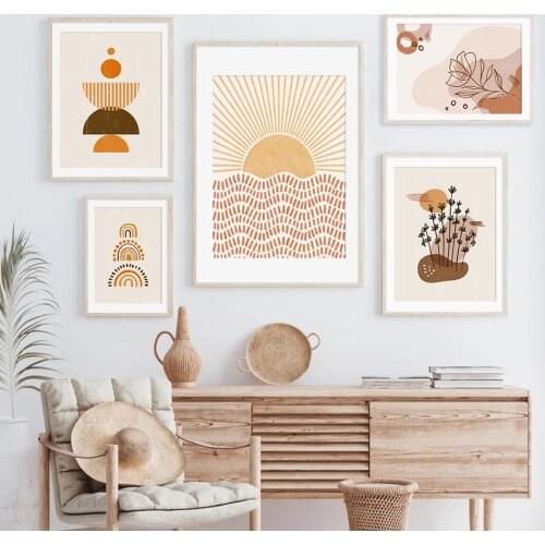 Bohemia Abstract Geometry Beige Rainbow Canvas Paintings Wall Art Prints Posters Pictures Living Room Interior Home Decoration