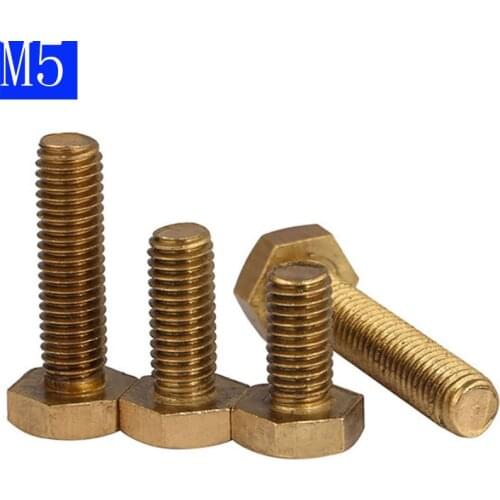 M5 - 0.8 5mm Solid Brass Hex Head Cap Screws Hex Tap Bolts Full Thread DIN933 Bolts