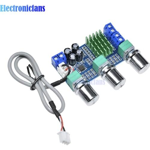 DC 12V 24V 80W x 2 Dual Channel Digital Audio TPA3116D2 Treble Bass Regulating Preset Pre Amplifier Board Module XH-M567