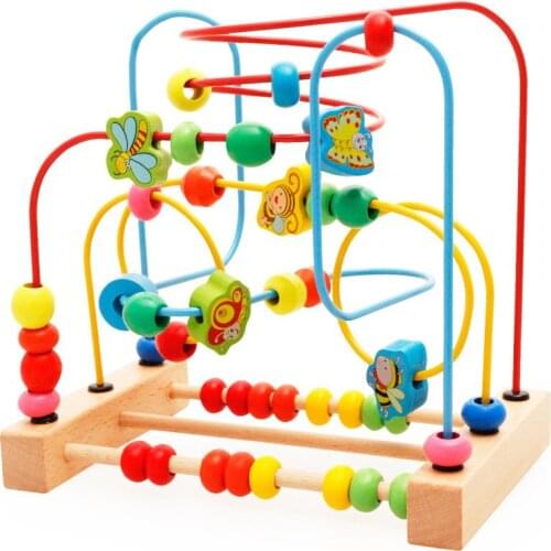 Childrens Wooden Mathematical Toys Counting Abacus Maze Roller Coaster Montessori Childrens Educational Toys
