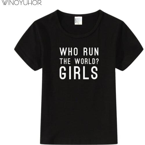 Who Run The World Girls Baby Kids Casual Tops T-Shirt Girl Power T Shirt Feminist Shirt Funny Summer Short Sleeve Tee Shirt