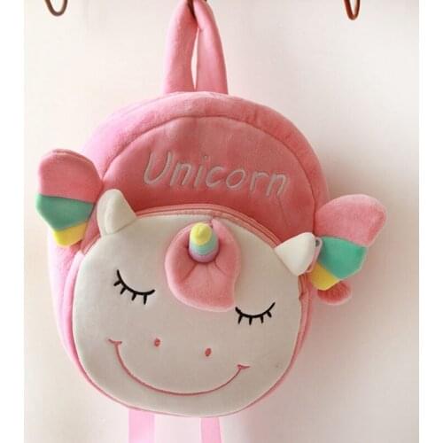Kids Girls Fluffy Unicorn Backpack Plush School Rucksack Zipper Shoulder Bag