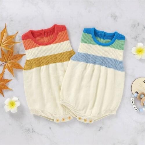 Knitted Baby Clothes Infant Baby Romper Jumpsuit Cotton Sleeveless Toddler Baby Girls Romper Overalls Rainbow Baby Boy Romper