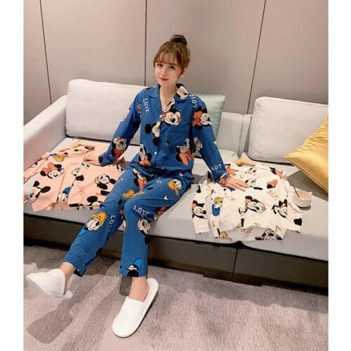 Disney cartoon Mickey pajamas female autumn sweet and cute cartoon home service pajamas female student two-piece suit