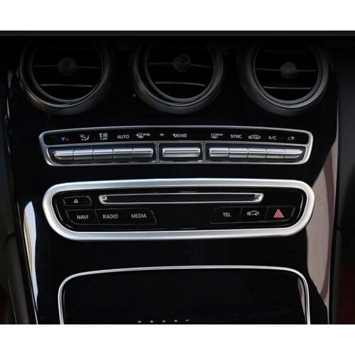 For Mercedes Benz C class W205 GLC X253 2015 2016 2017 Stainless steel Car CD Plates Air Conditioning Switch Panel Cover Trim