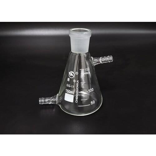 Filtering flask with tick mark 150ml 24/29,Triangle flask with upper and bottom side tube,Filter Erlenmeyer bottle