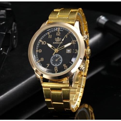 HIKUN Mens Gold Watch