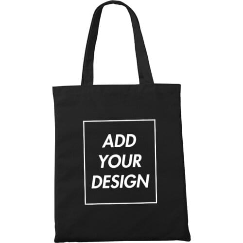 Add Your Design Logo/picture/text Custom Canvas Bags Tote Bag Shopping Bag Print Original Design White Unisex Travel Black