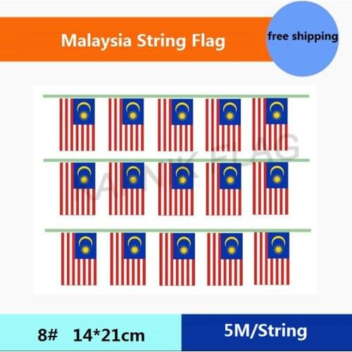 KAFNIK,5 meters 20 faces 14*21CM Malaysia String Flag Banner Bar For Party Decoration/World Event Carnival Decor