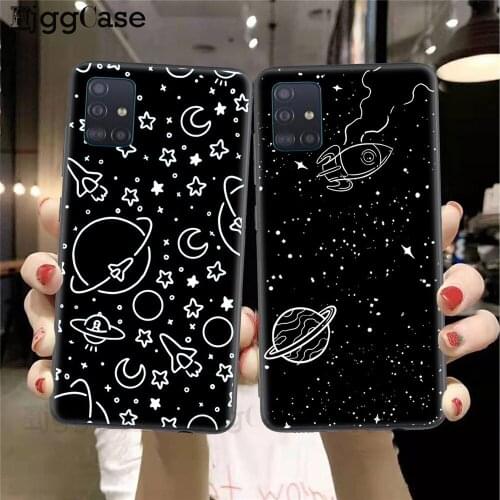 Outer Space Planet Stars Moon Spaceship Phone Case For Samsung A51 A71 A01 A10 A21S A30 A31 A40 A41 A50 A60 A70 A30S A50S Cover