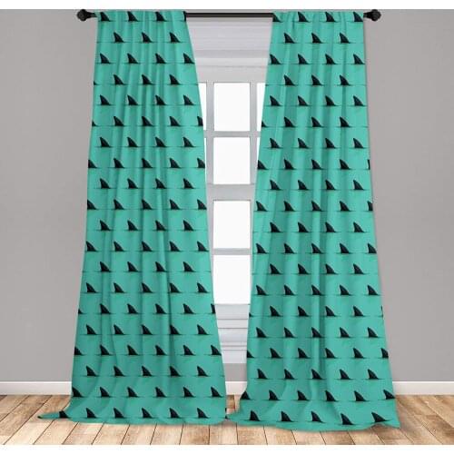 Marine Curtains Shark Fins in The Sea Danger in Ocean Scary Creature Swimming Illustration Window Curtains for Living Room