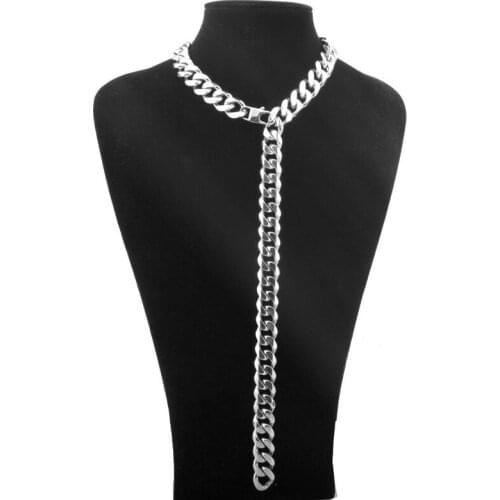 Long necklace men stainless steel cuban link chains necklaces big hip hop neck chain mens jewelry on the neck gifts for a man