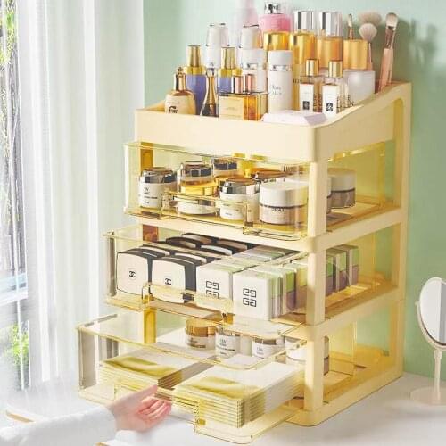 Makeup Organizer Cosmetic Box Large Capacity Storage Organizer Desktop Jewelry Nail Polish Drawer Container Brushes Holder Rock