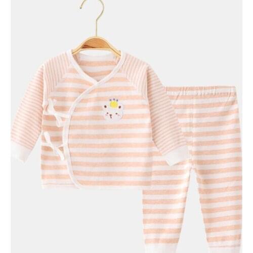 Baby Newborn Set Hospital Spring Autumn Clothes Unisex Boy Girl Striped Long Sleeve Tops + Pants Two Piece Infant Outfits