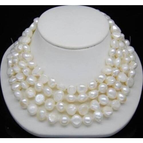 NEW Natural pearls Excellent 8-9mm White color Cultured Irregular pearl Necklace 60
