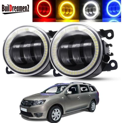 2 Pieces Angel Eye Fog Light Assembly For Dacia Logan 2004-2015 Car LED Lens Fog Daytime Running Lamp DRL 30W 6000LM 12V