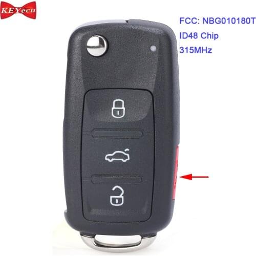 KEYECU for Volkswagen Beetle CC Eos Golf GTI Jetta Passat Touareg Tiguan Touareg Remote Key Fob NBG010180T ID48 Chip 315MHz