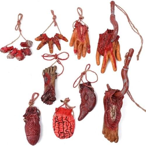 Fashion Halloween Horror Prop Bloody Hand Haunted House Party Decor Scary Fake Hand Finger Leg Foot Brain Heart Halloween Supply