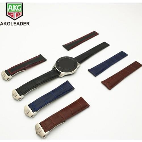 AKGLEADER Newest Genuine Leather Watch Strap Band For Samsung Galaxy Watch 46mm 42mm Gear S3 Classic Frontier Huami Amazfit 22mm