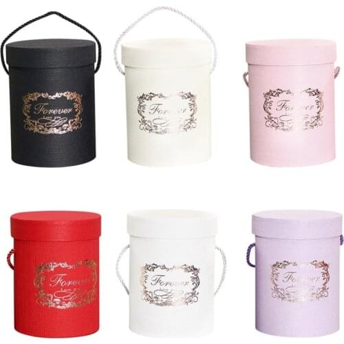 Romantic Round Flower Box Small Flower Box With Rope Festive Party Supplies Wedding Decoration Gift Wrap Storage Supplies