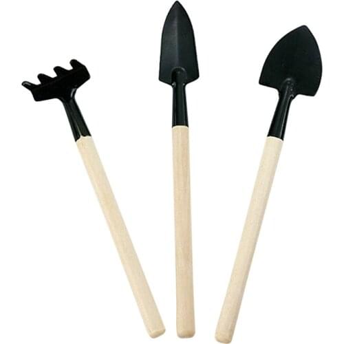 Gardening Tools Three-piece Small Shovel Hoe Rake Plant Potted Flowers Manual Tiny Wooden Handle Gadgets Garden Agricultural
