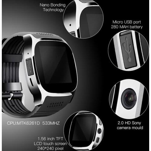T8 Smartwatch With Camera And Support For Sim Tf Card Stable Connection Multifunctional Phone Smart Watch