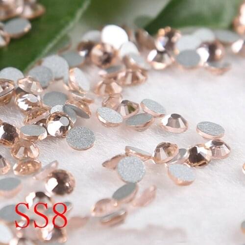 SS8 1440PCS /lot Champagne Non HotFix Rhinestones DIY Nail Art Decorations Garment Accessories