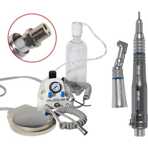Dental Portable Air Turbine Unit Work with Compressor & Low Speed Straight Contra Handpiece Kit 2 Hole