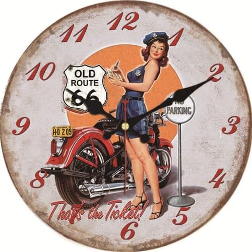 WONZOM 16inch Motorcycle Beauty Wall Wooden Cardboard Clock,Modern Wall Clock for Home Decor,Silent & Non-Ticking Feature Clock