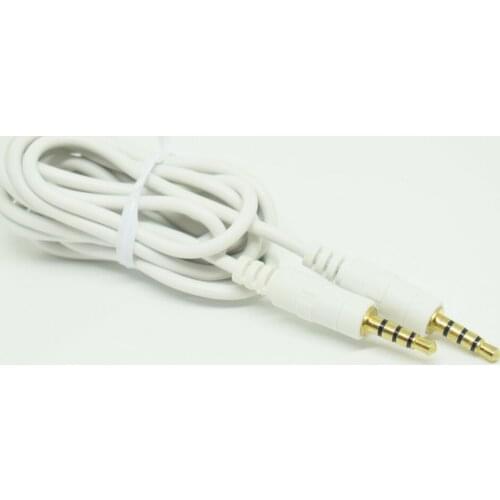 1pc White 1.5M/5ft Gold Plated Moulded 3.5mm 4 Pole Male to Male Audio Cable