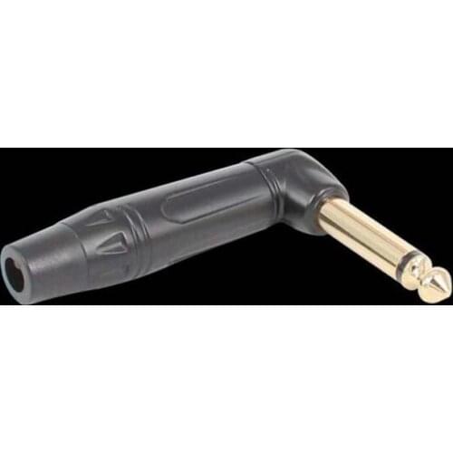 20pcs Elbow Jack 6.35mm Mono Connector 6.5 Plugs Black Gold-plated 90-degree For Electric Guitar Keyboard