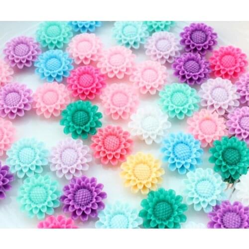 200pcs 21mm medium Resin Dahlia Flower Cabochon of Assorted Colours flatback decoden supplies