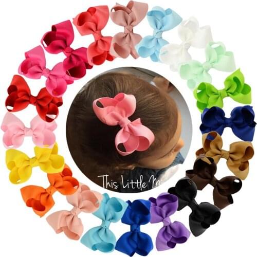 3.3 Inch 20pcs/lot Solid Ribbon Hair Clips Boutique Bows For Kids Headwear Hair Accessories 563