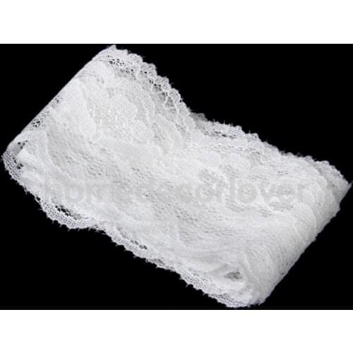 5Yds White Stretch Floral Lace Trim DIY Sewing Dress Craft Wedding Decor 1 1/2"
