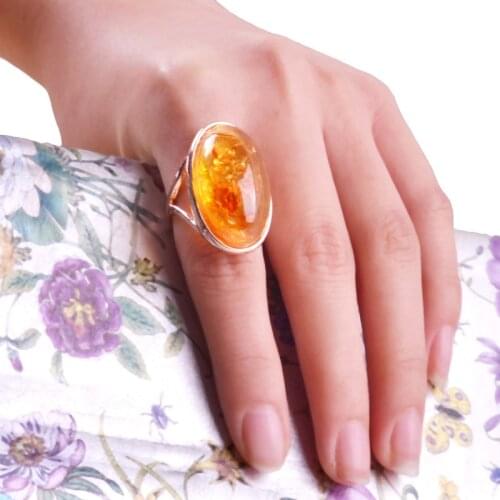 PromotioFree shipping Unique Gorgeous Gold Big Stone Ring Designs For Women Transparent Orange color Resin Jewelry for Souvenirs