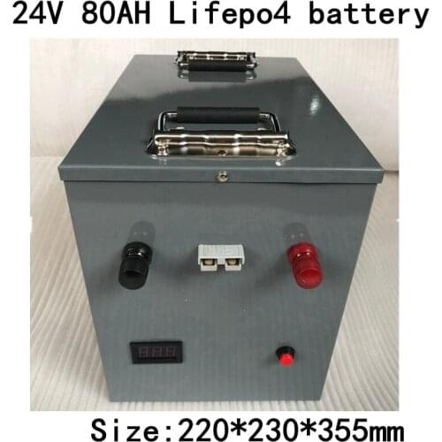 Lifepo4 24v 80AH Lifepo4 Battery BMS 8S for 2000W Bike Tricycle RV Backup Power Conditioner Heater Scooter + 10A Charger