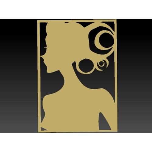Girl silhouette 3D Model Relief in STL format CNC Router Carving Engraving Artcam aspire- Girl -home wall decor
