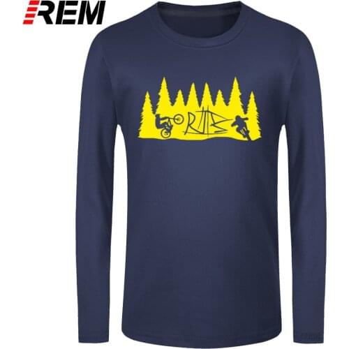 REM long sleeve tee Men cotton t shirt funny Creator Mountain Biking Shirt with Downhill Freeride T-Shirts Man Shirt Tops Free