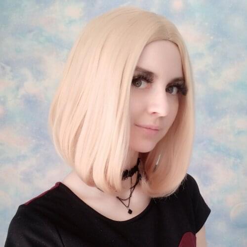 Short Bob Wig Without Bangs Straight Synthetic Heat Resistant Fiber Blonde Colorful Short Haircut Costume Wigs Cosplay Wig